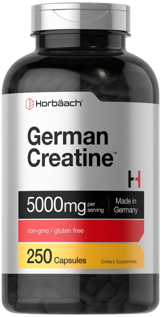 Horbaach German Creatine Monohydrate | 5000mg | 250 Powder Capsules