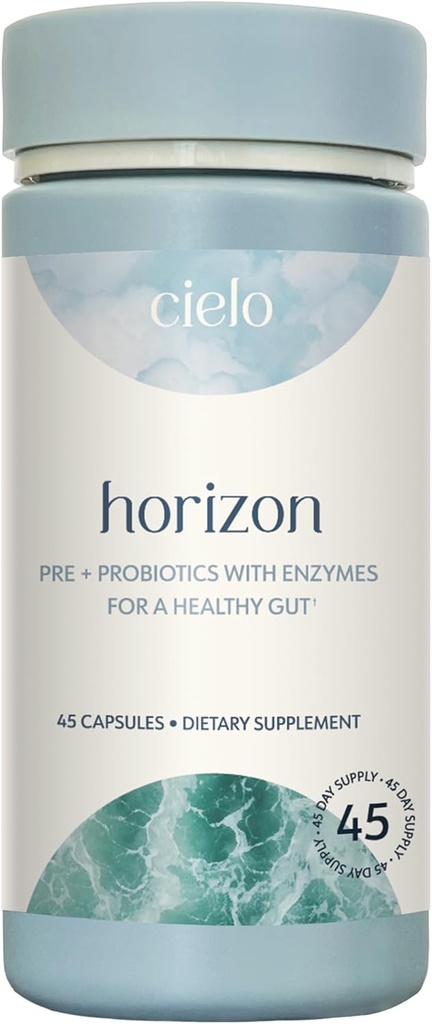 Cielo Daily Horizon Prebiotics - Probiotics for Men and Women - Daily Probiotics 20 Billion CFU for Adults Gut Health - Contains Digestive Enzymes Blend for Digestion of Nutrients (45 Day Supply)