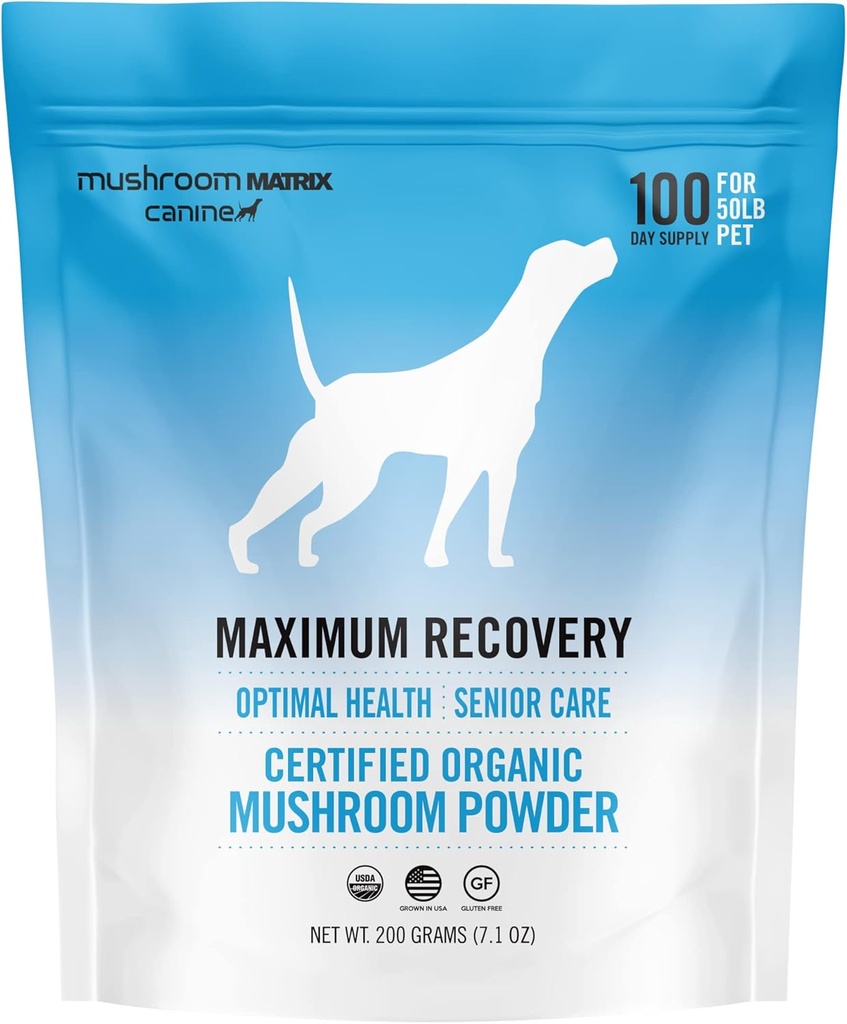 Om Mushroom Matrix Maximum Recovery Mushroom Pet Supplement Powder, Supports Optimal Health & Senior Care for Dogs & Cats, 200 Grams, 7.1 oz