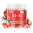 Vitamin D3 K2 Gummies w/Magnesium Sugar Free - 90 Count | D3 Vitamin 5,000 IU + K2(MK-7) 100 mcg - Vegan K2 D3 Vitamin Supplement, Highly Absorbent Supports Bone, Muscle, Mood & Immune(Lychee Flavor)