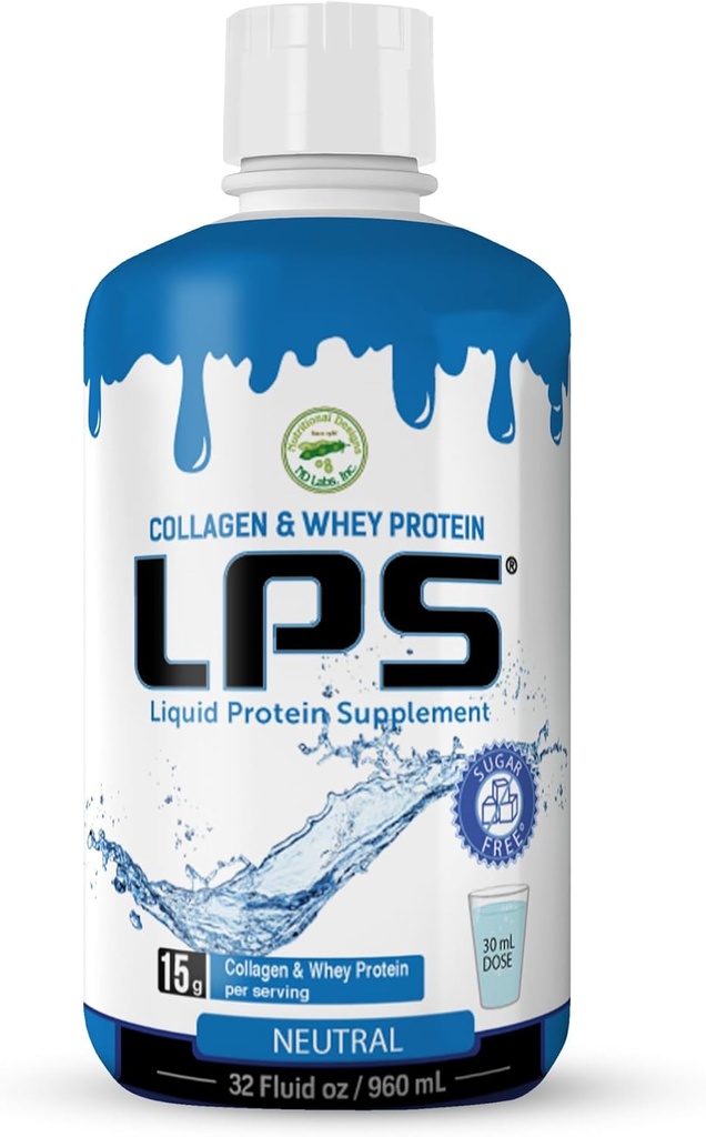 Nutritional Designs LPS Liquid Collagen & Whey Protein Supplement - Sugar-Free Non-GMO Drink - Promotes Healthy Skin & Hair for Men & Women (Neutral)