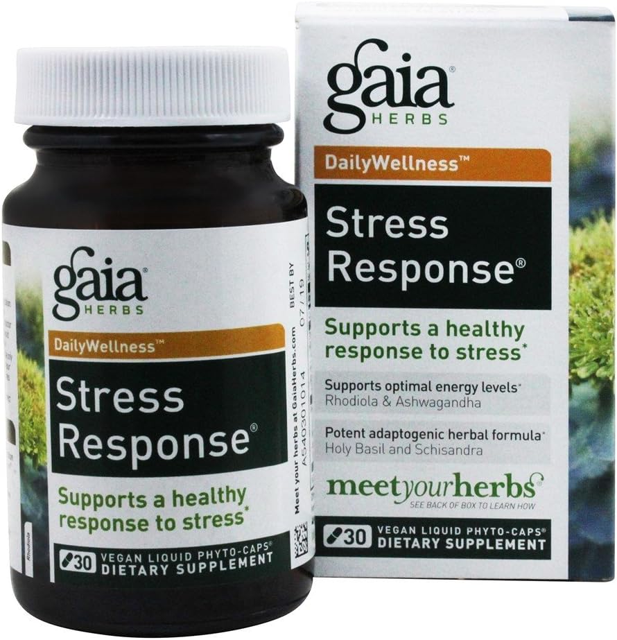 Respuesta de estrés con Rhodiola, Ashwagandha Holy Basil (30 cápsulas líquidas vegetarianas)