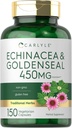 Carlyle Echinacea Goldenseal Capsules latitud 150 Cuenta ← Vegetariano, No GMO, Gluten Free