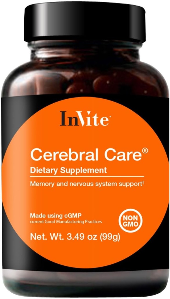 InVite Health Cerebral CareTM - Apoya la salud cerebral incluyendo memoria, foco, atención y humor - Contiene Inositol, Acetyl-L-Carnitine, Choline, Phosphatidylserine,Astaxanthin - 30 Serviciones (2-Pack)