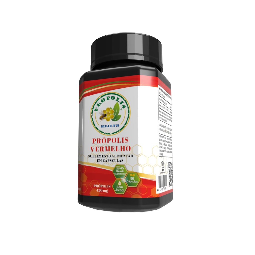 Propolis Health Red Propolis - Bee Red Propolis 90 cápsulas - Alcohol-libre Original y concentrado Pura Propolis - Suplemento de 45 días - Brasil Red Propolis - 840 mg Red Propolis