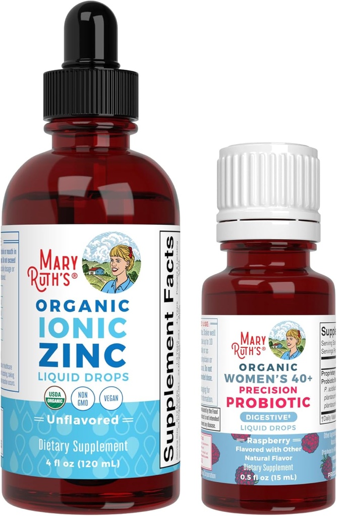 MaryRuth Organics Probiotic Digestion (Raspberry) for Women 40+ & Zinc Drops | Clean Label Project Verified® | Vitamins for Gut Health and Immunity | Vegan, Non-GMO, Gluten Free