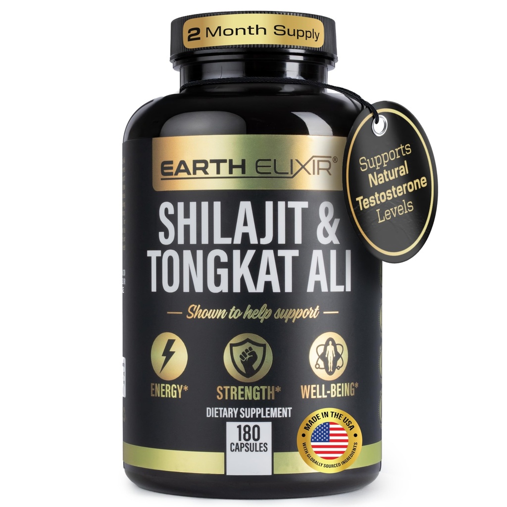 Shilajit and Tongkat Ali for Men and Women – Pure Shilajit Capsules w/High Potency Fulvic Acid & Trace Minerals – Shilajit for Men with Natural Testosterone Support for Energy & Muscle Growth