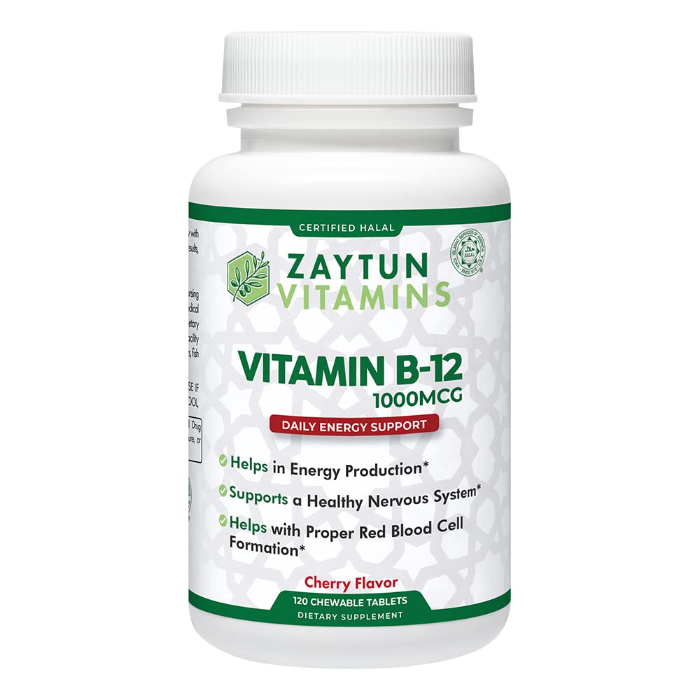 Zaytun Halal Vitamin B12 1000mcg, Promotes Energy Production, Metabolism and Healthy Nervous System - Vegetarians and Vegans Formula - Dairy-Free - 4 Months Supply - Made in USA