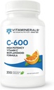 VitamineralsTM Vitamina C-600® Antioxidante Soporte 600 mg Vitamina C, con Bioflavanoides - 200 cápsulas vegetales