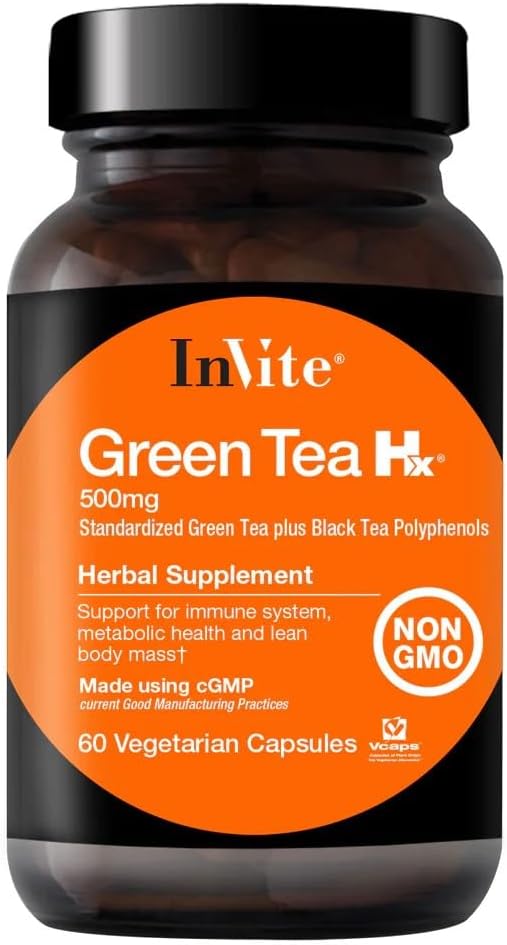 Invite Health - Green Tea Hx - Standarized Green Tea Plus Black Tea Polyphenols - 60 Vegetarian Capsules - 30 Day Supply (1)