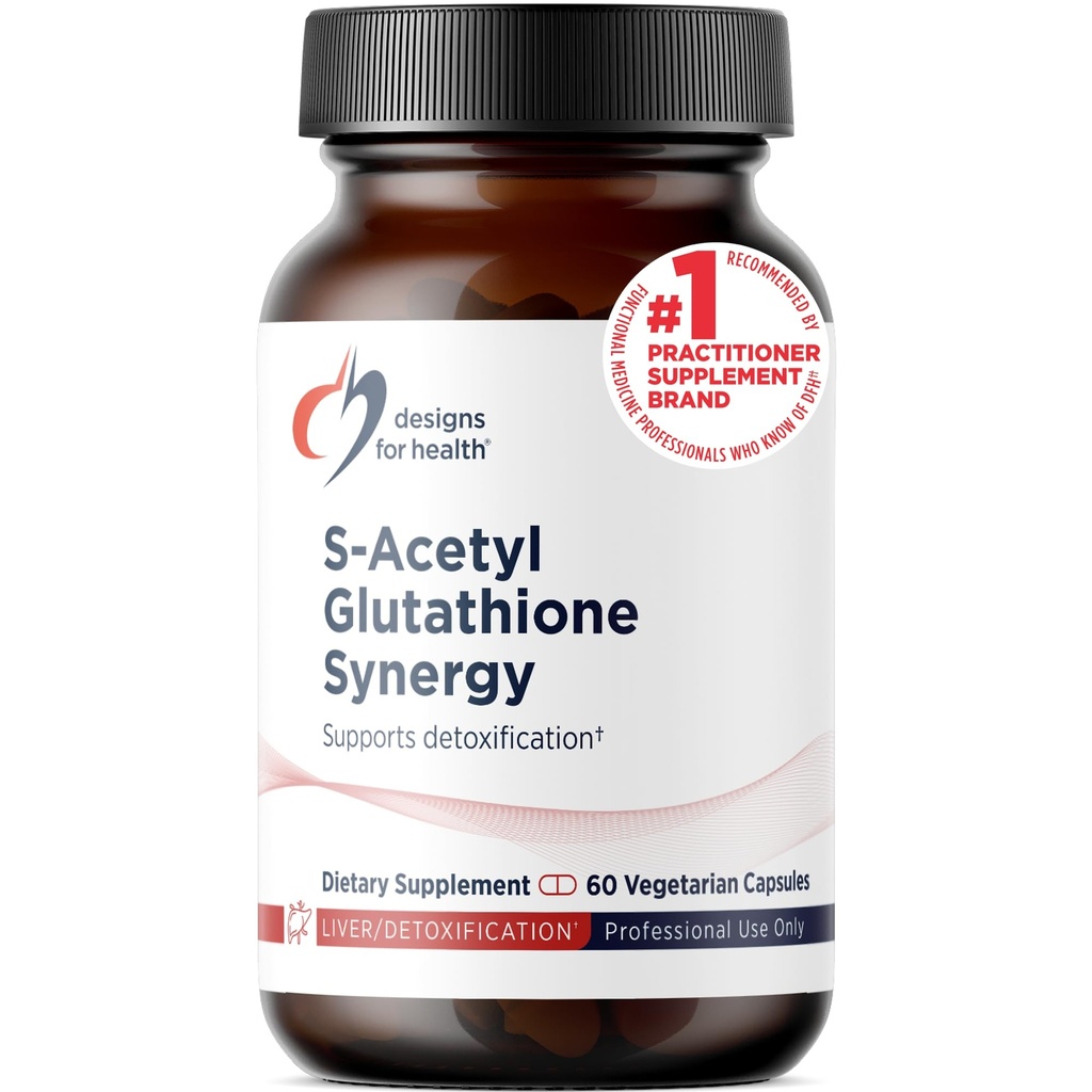Designs for Health S-Acetyl Glutathione Synergy - 200mg S-A-GSH with NAC + Vitamin B6 - Non-GMO Antioxidant Supplement to Help Support Normal Detoxification (60 Capsules)