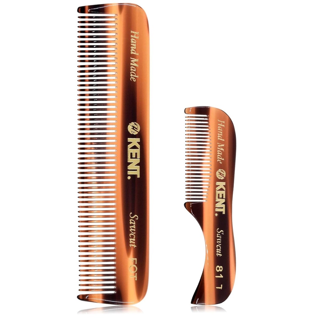 Kent Beard and Mustache Grooming Set - Handmade Pocket Combs for Men's Travel and Home Use, Mini Combs for Grooming