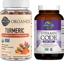 Garden of Life Organics Turmeric Inflammatory Response Gummy, 120ct & Vitamin Code High Potency Raw Zinc, 60ct