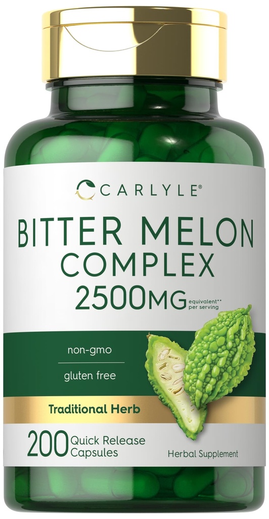 Carlyle Bitter Melon Capsules 2500 mg Silencio 200 Cuenta ← No GMO &amp; Gluten Free Extract ← Suplemento Complejo