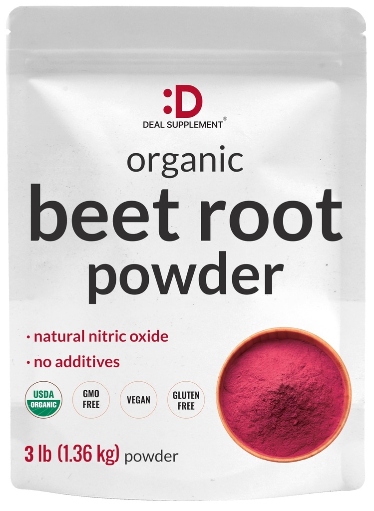 Organic Beet Root Powder, 3lbs - Raw Superfood Vegetable - Natural Nitric Oxide Supplement - Supports Pre Workout Energy, Heart, & Immune Health - Non-GMO, Vegan