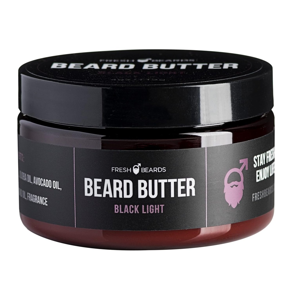 Barbajas frescas Negro Barba de la barba - Especia, madera y fragancia de la citrus - Acondicionador de bigote de hombres - Moisturizador anti Itch calmante y suavizador para el crecimiento saludable