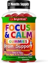 BrightKids Focus " Calm Gummies for Kids with Ashwagandha – Supports Atención, Concentración, Relajación, Mood &amp; Energy – Natural Stress Relief Supplement, Tasty Berry Flavor, Vegan, 60 Days Supply