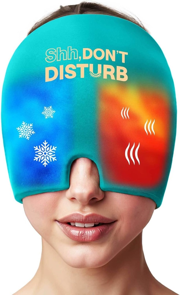 Migraine Relief Cold Cap – Reusable Gel Ice Pack Head Wrap for Headaches, Puffy Eyes, Sinus Pressure, Hangover – 360° Compression Migraine Hat for Women &amp; Hombre – Cooling Cap for Tension & Stress Relief
