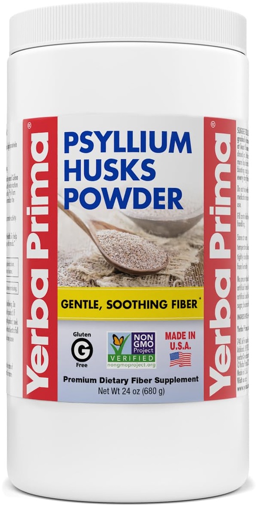 Yerba Prima Psyllium Husk Powder - 24 oz - Fine Ground, Unflavored, Sugar Free - Natural Fiber Supplement - También para Baking - Contiene tanto Soluble & Insoluble Bulk for Regularity Support
