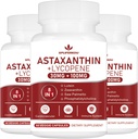 Astaxanthin y Lycopene 70mg,Astaxanthin Suplemento con Phosphatidylcholine, Lutein y Zeaxanthin, Powerful Antioxidants Suplemento (180 cápsulas)