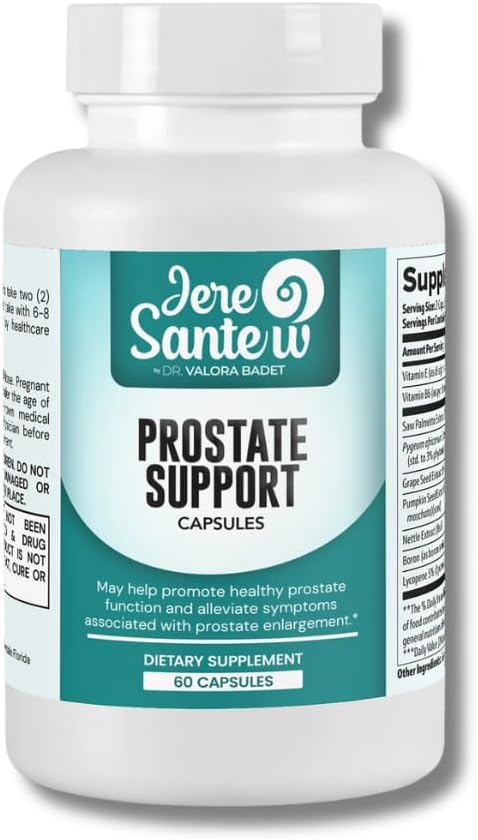 Suplemento de apoyo a la próstata con Saw Palmetto, Pygeum " Lycopene – Salud de próstata " Apoyo a la función urinaria – 60 cápsulas – Natural Blend for Men’s Wellness – Made in USA