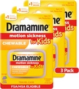 Dramamine Kids Chewable, Motion Sickness Relief, Grape Flavor, 8 Cuenta, 3 Pack