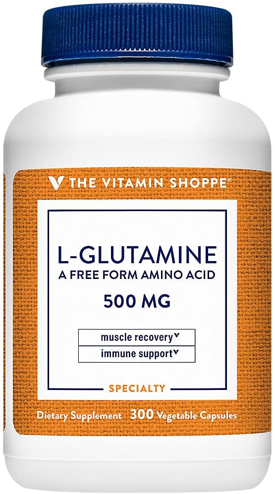 The Vitamin Shoppe L-Glutamine 500MG, A Free Form Amino Acid, Supports Muscle Recovery & Immune Health (300 Capsules)