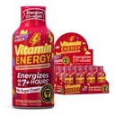 Vitamin Energy Immune+ Extra Strength Energy Shot Fruit Punch 12 Pack, 260mg Natural Caffeine, B-Vitamins, Citicoline, Green Tea, Immunity & Focus Support Zero Sugar, Gluten-Free 1.93 fl oz