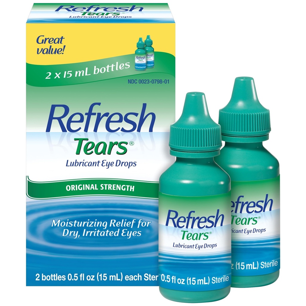 Teares refrescos, gotas de ojos lubricantes, 2 botellas .5 fl oz (15 ml)