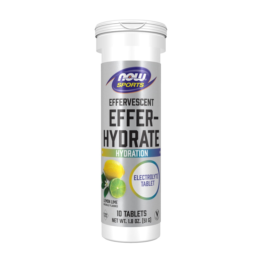 AHORA Foods Sports Nutrition, Effervescent Effer-Hydrate, Electrolyte Supplement, Recovery*, Lemon Lime, 10 Tablets