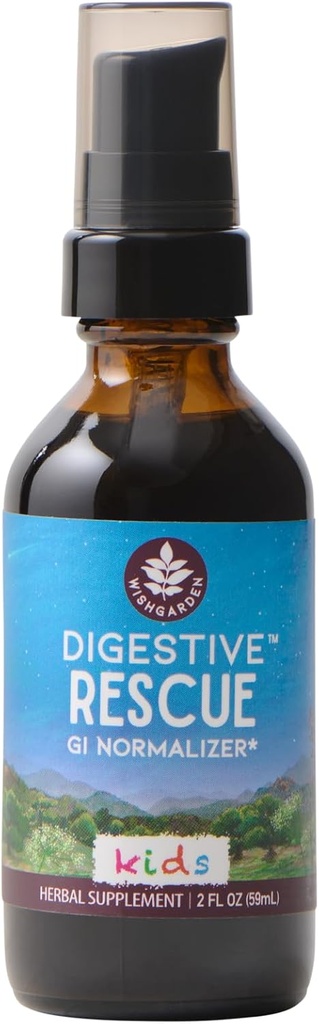 WishGarden Herbs Digestive Rescue for Kids - Plant-Based Herbal & Organic Digestive Relief Tincture with Peppermint Leaf, Ginger Root & Fennel Seed, Quickly Soothes Digestive Tummy Discomforts, 2oz
