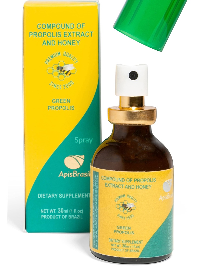 Brazil Green Bee Propolis Spray (30ml) - Natural Immune Support - Sore Throat Relief - Premium Quality - Pack of 1