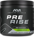 Amazing Muscle Pre Rise | Pre-Workout Powder Supplement with Caffeine & Beta-Alanine for Men & Women | 25 Servings (25 Servings, Green Apple)