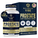 Balanced Vibe Prostate Support Suplemento para Hombres TENIDO Fórmula orgánica de base vegetal con Saw Palmetto, Pygeum " Beta-Sitosterol ANTE Soporta Flow " Comfort, Day and Night TEN 90 Vegan Capsules