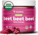 Beet Beet Beet Premium Nitric Oxide Booster &amp; Pre Workout Superfood - Asistencia Circulación, Heart Health, " Stamina – USA Grown Beet Root Powder, USDA Organic (60 Servings)