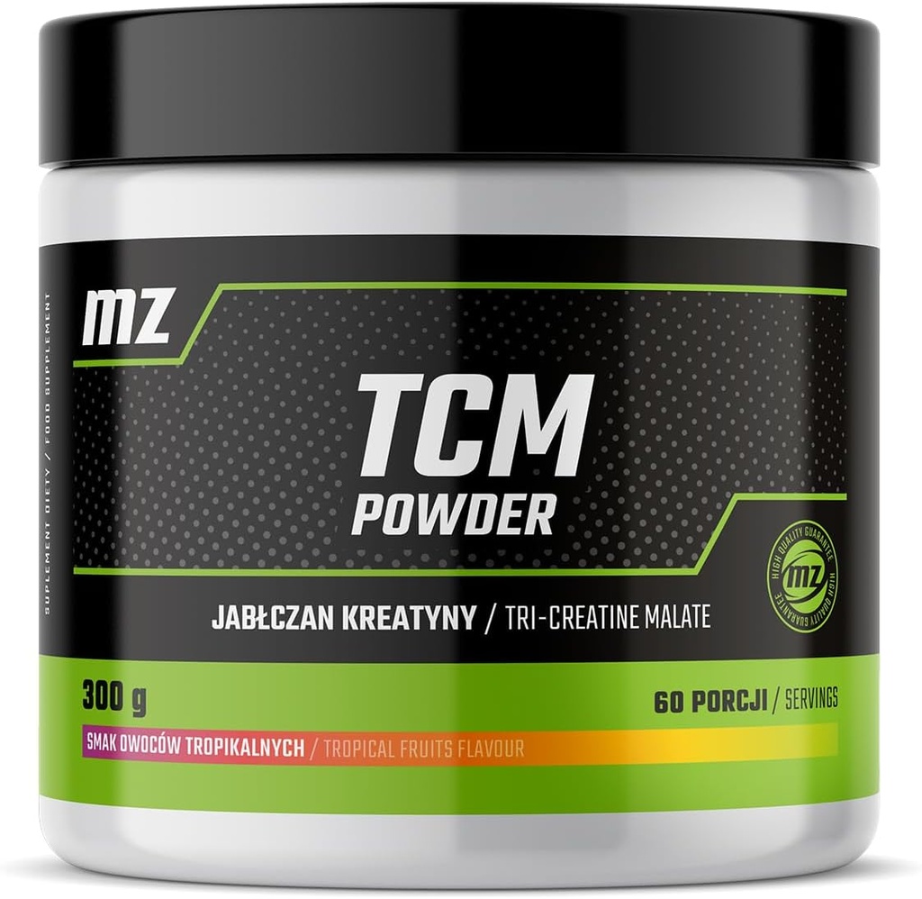 TCM Powder 300g - Creatine Malate 5000 mg por Serving - 60 Serviciones por Pack - Frutas Tropicales Favorecer -Suplemento Diet para el Rendimiento Físico mejorado - por MZ