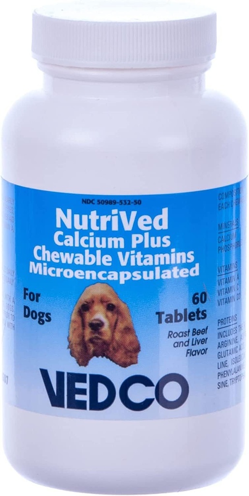 NutriVed Calcium Plus Chewable Tablets for Dogs (60 Count)