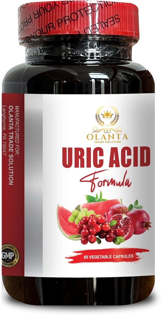 URIC Acid Support Formula - uric Acid Level, Celery Seed Extract Organic, Cranberry, Pomegranate, and Turmeric, Lower uric Acid Supplement, uric Acid Pills, Milk Thistle - 1 Bottle 60 Capsules