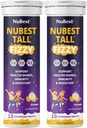NuBest Tall Fizzy ← Bone Strength, Inmunity, Digestive Health for Kids Age 4+ " Adolescents ← Probiotic, Calcium, Magnesium from Red Marine Algae, Vitamins TEN 20 Orange Effervescent Tablets ← Pack 2