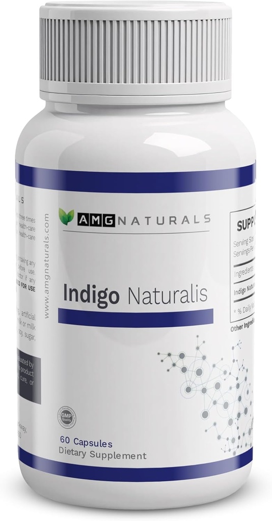 Indigo Naturalis - 60 cápsulas de Pure Indigo Naturalis con No Binders, No Fillers, No Excipientes, No Preservatives - Whole Herb