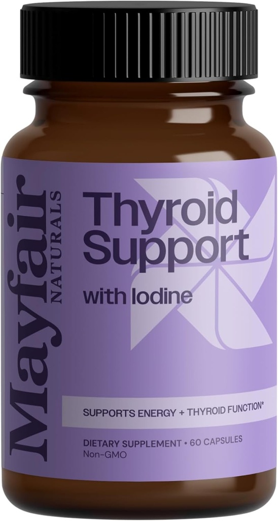 Tiroid Support with Iodine, Natural Supplement for Women and Men, Supports Energy and Thyroid Health, 60 Capsules