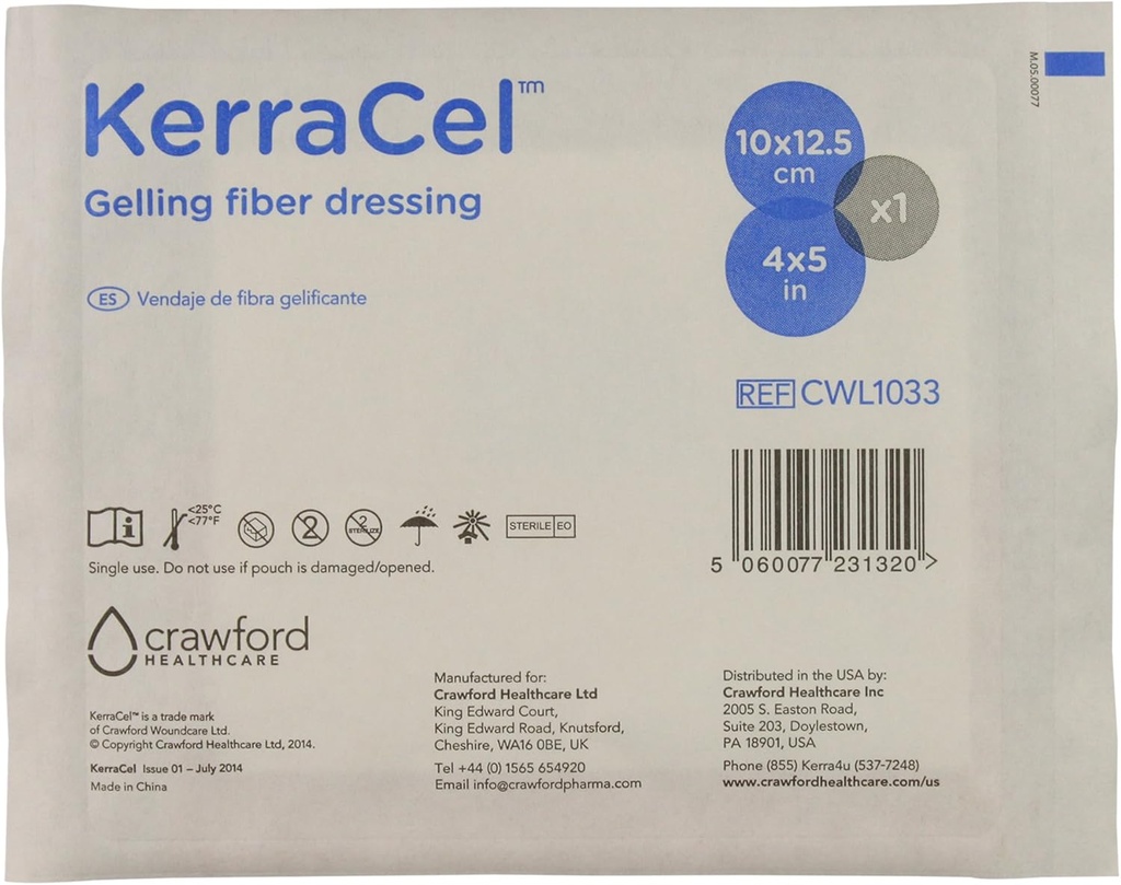 4"x 5" Gelling Fiber Wound Dressing (CWL1033) - Absorbs and Isolates Wound Drainage and Bacteria, Micro-Contours to The Wound Bed, Maintains Healthy Moisture Levels (1 Each)