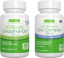 VESIsorb Ubiquinol-QH + Zinc Complex Bundle for Fertility, Fast-Acting Advanced CoQ10 100mg + 25mg Chelated Zinc, por Igennus