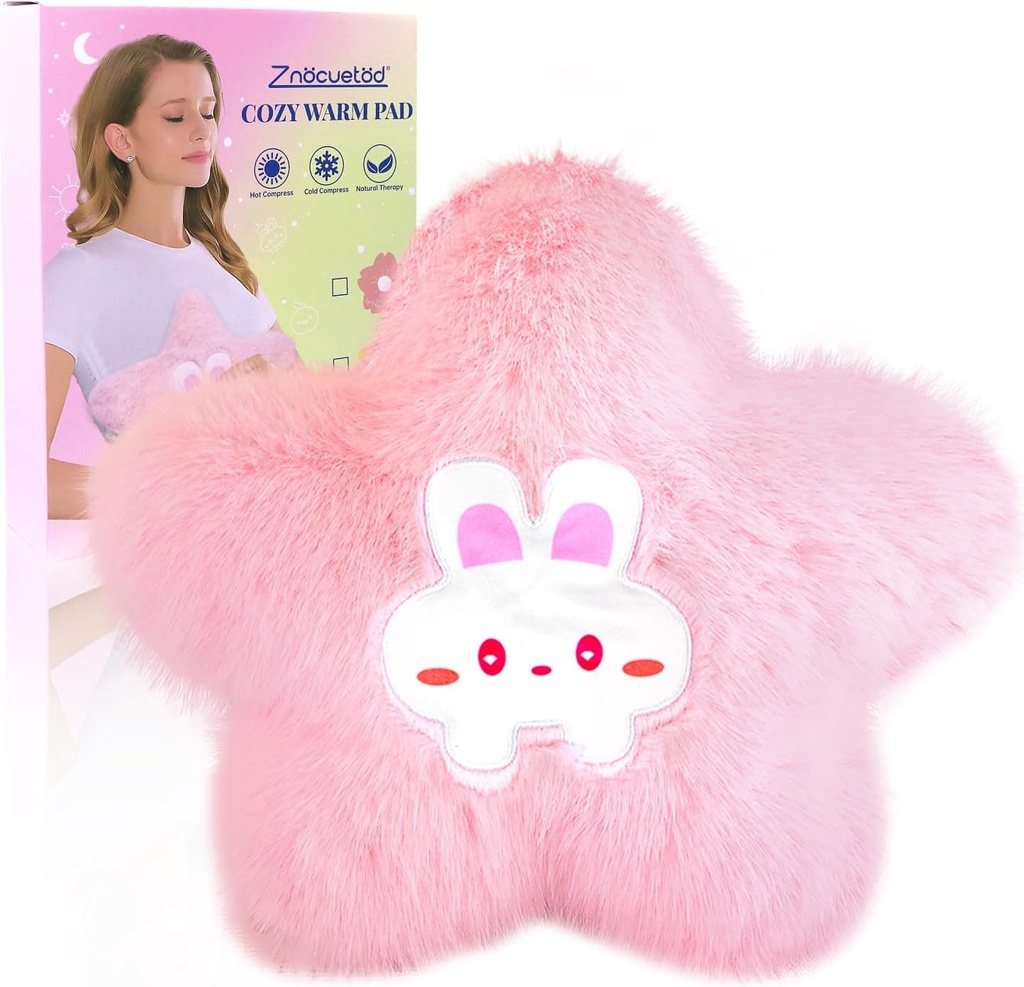 Microwavable Calefacción acolchado para el período de calambres Pain Alivio- Microondas Calefacción Pad para Mujeres con Calor Moist Pack para el hombro Cute Soft Warm Compress Cozy Pad Plush Star Valentines Gifts for Girls