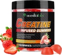 Cretina Monohidrato Gummies 5000mg para Hombres &amp; Mujeres, Monohidrato de Creatina, L-Taurina, Vitamina B12 para el Crecimiento del Musculo, Fuerza, Focus, Energía & Salud, Azúcar Libre, Vegan, Sabor de Fresa, 120 Conde