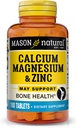 Magnesio de calcio natural de Mason " Zinc " , 100, Suministro de Días, soporta la salud de huesos normales " , 1 paquete