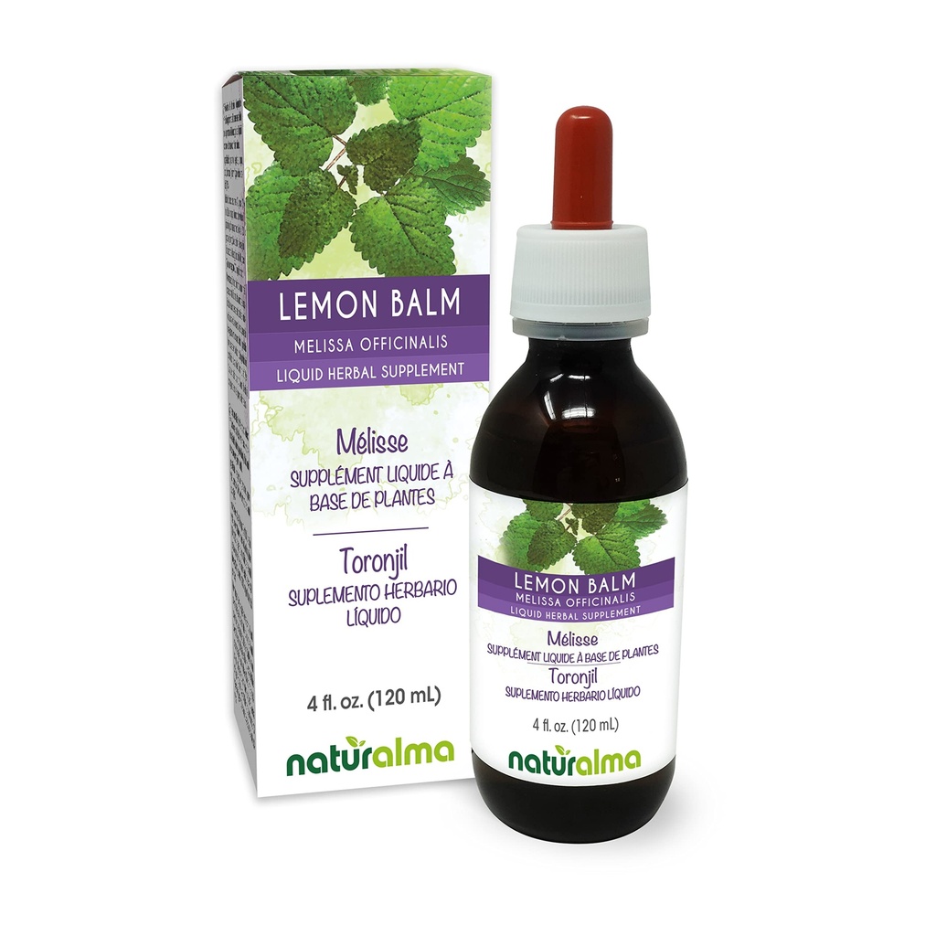 Naturalma Lemon Balm (Melissa officinalis) Leaf Alcohol-Free Tintura - 4 fl oz Liquid Extract in Drops - Herbal Supplement - Vegan