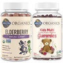 Garden of Life Organics Kids Immune Bundle – Elderberry Immune Support Gummies (120 Count) + Certified Organic Kids Multivitamin Gummies, Non-GMO, Gluten Free, Cherry (120 Count)