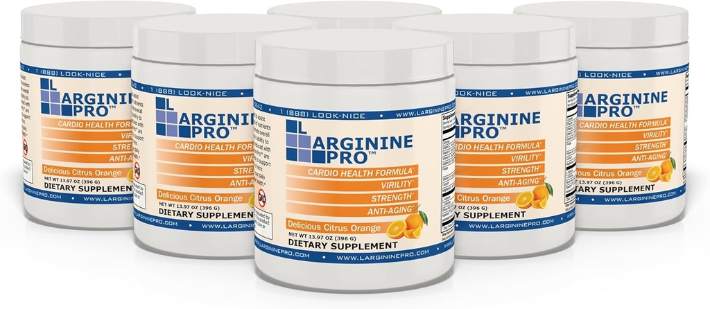 L-ARGININE PRO Silencioso 5,500mg L-Arginine Plus L-Citrulline 1,100mg Orange Powder Drink Mix Suplemento para aumentar la producción de óxido nítrico