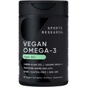 Sports Research Vegan Omega-3 Fish Oil Alternative from Algae Oil - Highest Levels of Vegan DHA & EPA Fatty Acids | Non-GMO Tested & Vegan Certified - 60 Veggie Softgels (Carrageenan Free)